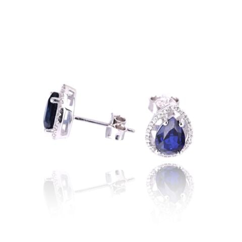 1,94 Karat Pırlantalı Safir Küpe F Renk