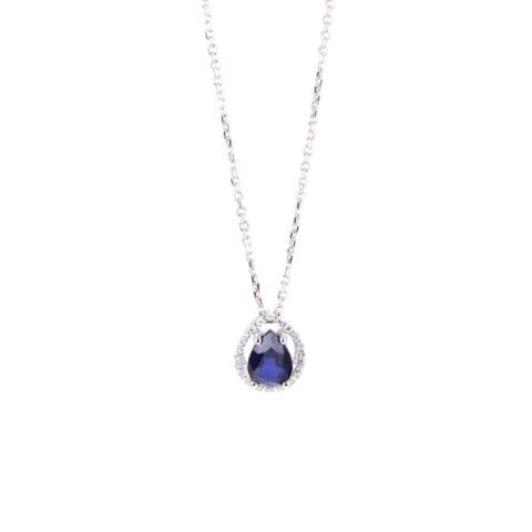 0,98 Karat Pırlantalı Safir Kolye