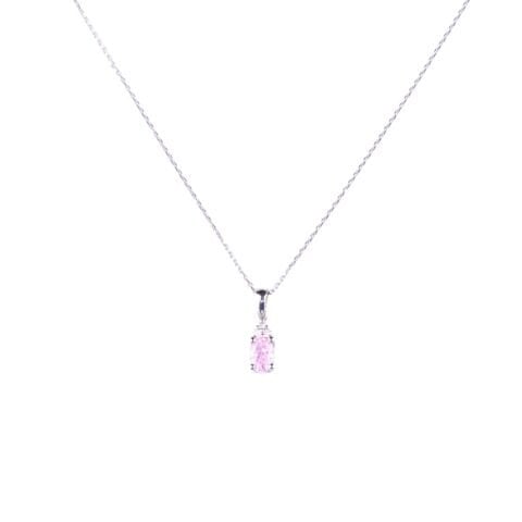 1.00 Karat Pırlantalı Pembe Safir Kolye