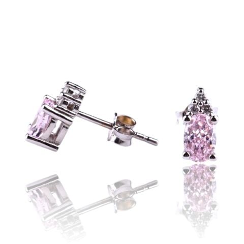 1,98 Karat Pırlantalı Pembe Safir Küpe F Renk