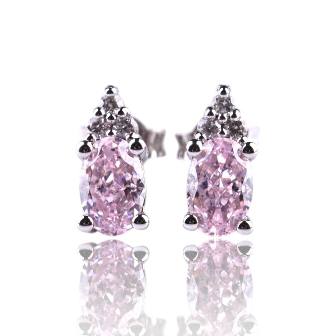 1,98 Karat Pırlantalı Pembe Safir Küpe F Renk