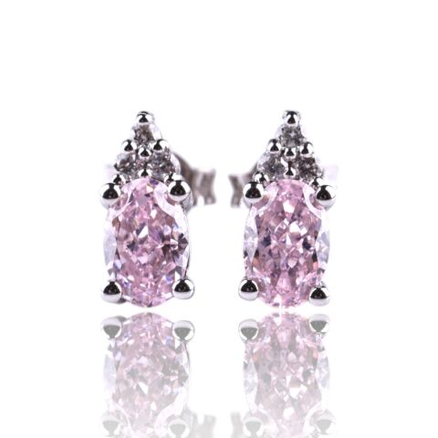 1,98 Karat Pırlantalı Pembe Safir Küpe F Renk