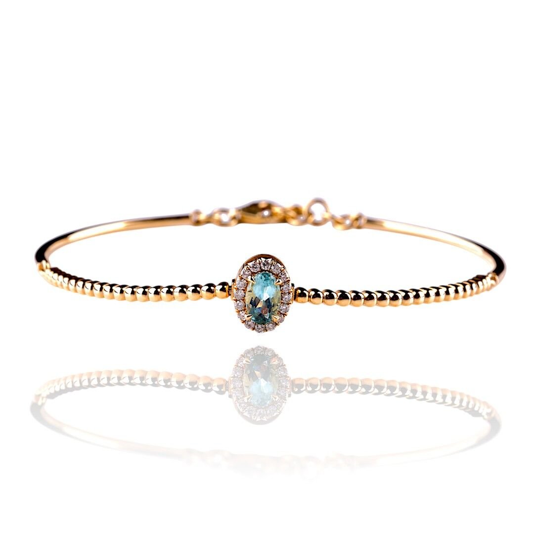 0,65 Karat Pırlanta Blue Topaz Bileklik F Renk
