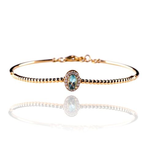 0,65 Karat Pırlanta Blue Topaz Bileklik F Renk
