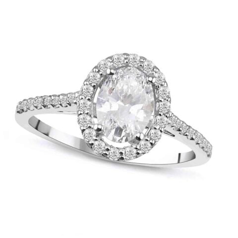 1,00 Karat Kenar Taşlı Oval Pırlanta Tektaş Yüzük E F Renk IDL Sertifikalı