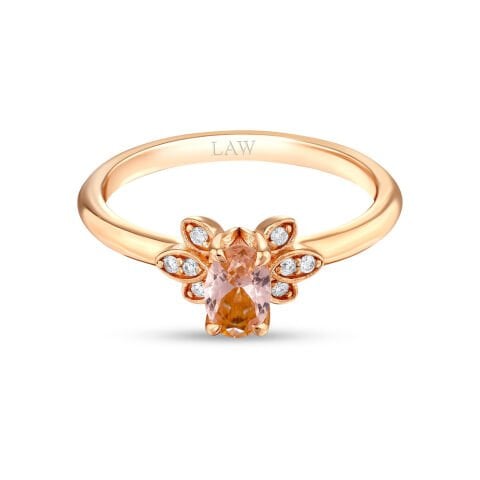 0,49 Karat Pırlantalı Morganit Yüzük