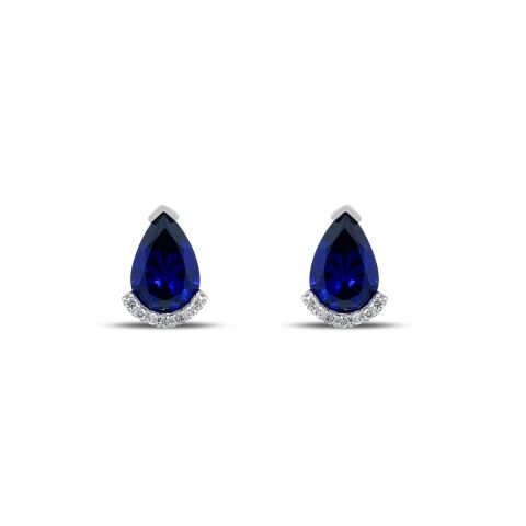 2,01 Karat Pırlantalı Safir Küpe