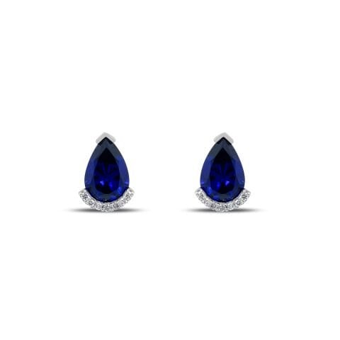 2,01 Karat Pırlantalı Safir Küpe