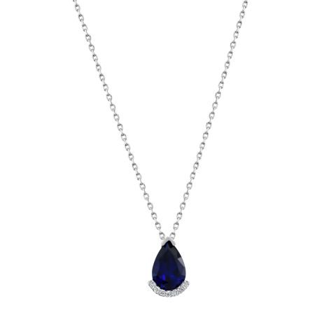 5,90 Karat Pırlantalı Damla Safir Set IDL Sertifika