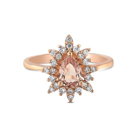 1,18 Karat Pırlantalı Damla Morganit Yüzük