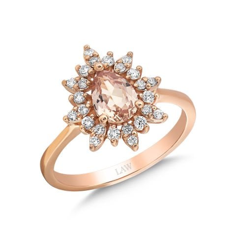 1,18 Karat Pırlantalı Damla Morganit Yüzük