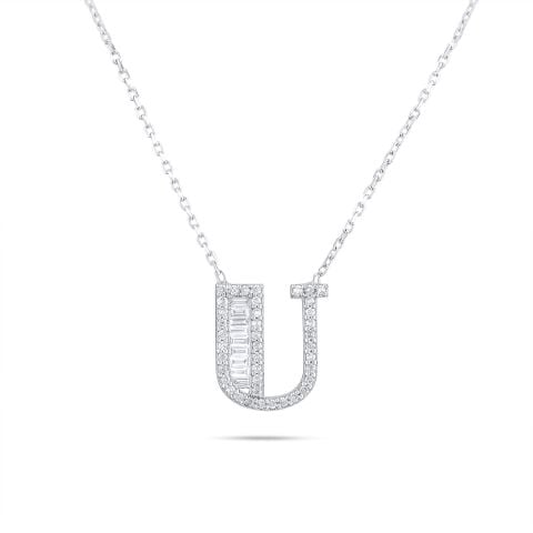 0,29 Karat Pırlanta Harf Baget Kolye F Renk