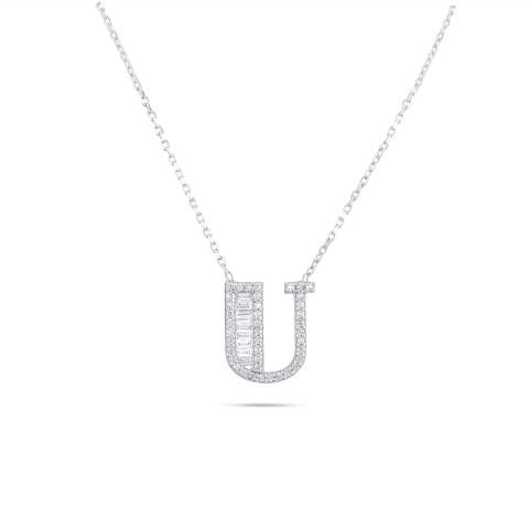 0,29 Karat Pırlanta Harf Baget Kolye F Renk