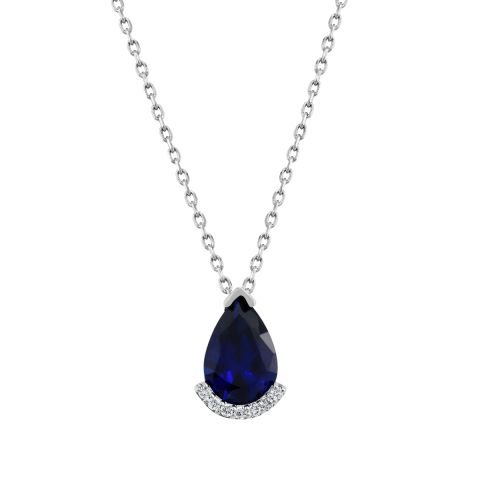 1.45 Karat Pırlantalı Safir Kolye