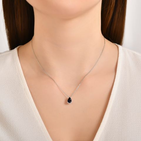 1.45 Karat Pırlantalı Safir Kolye