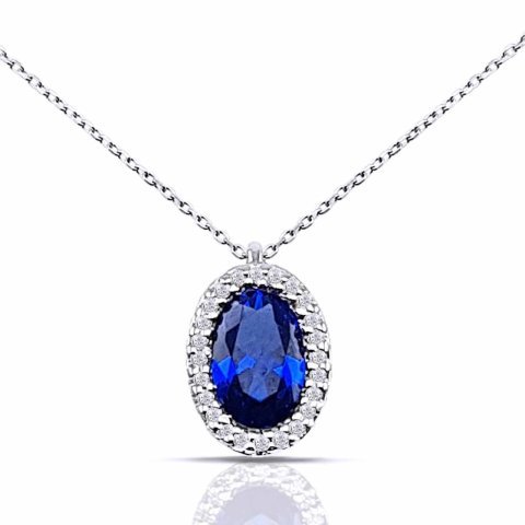 0,73 Karat Safir Pırlanta Kolye F Renk