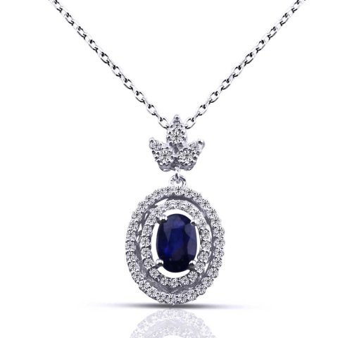 0,89 Karat Safir Pırlanta Kolye F Renk