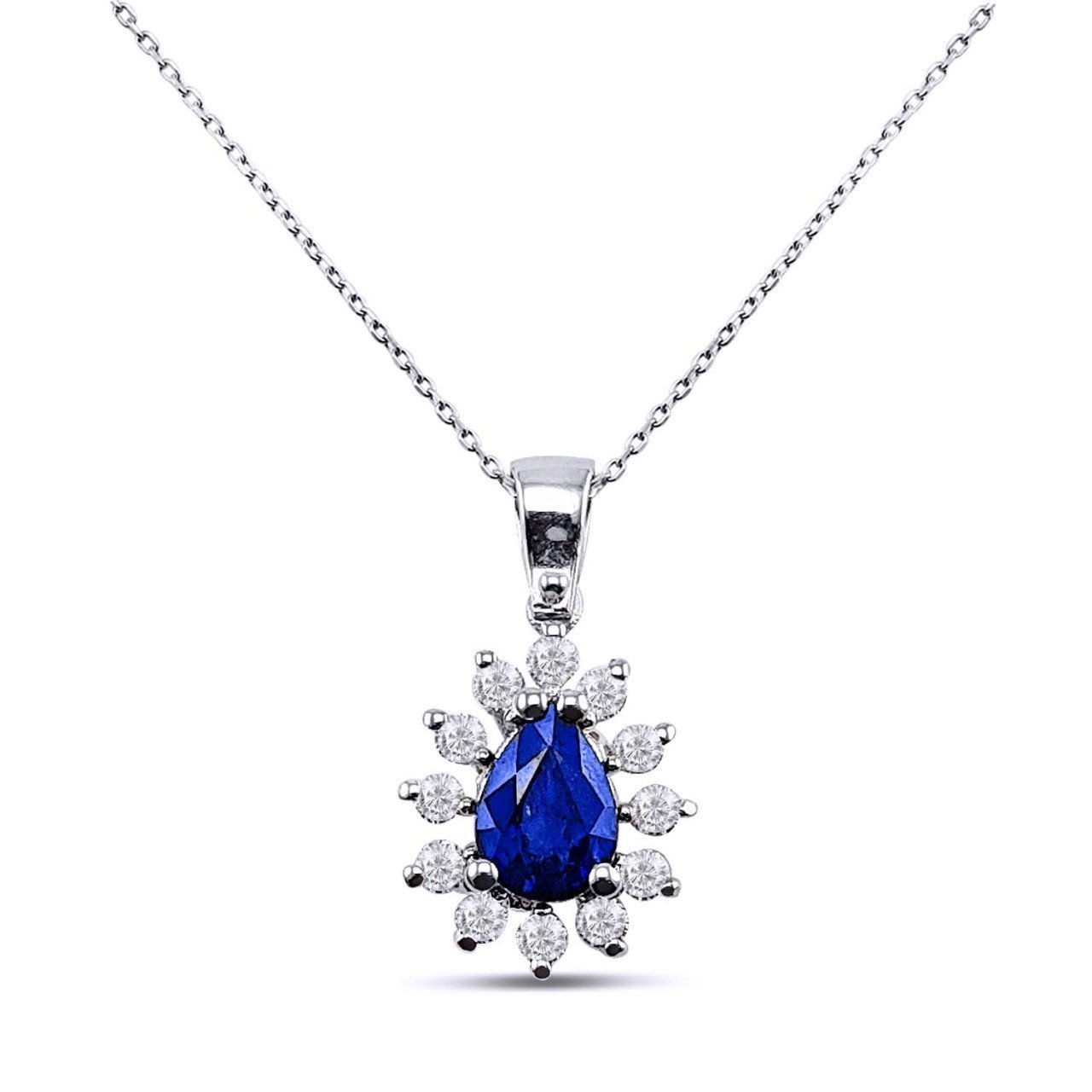1,14 Karat Safir Pırlanta Kolye F Renk
