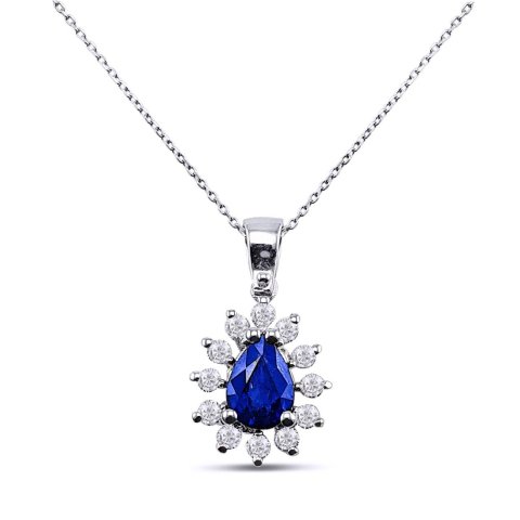1,14 Karat Safir Pırlanta Kolye F Renk