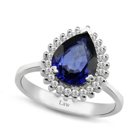 3,66 Karat Pırlanta Safir Yüzük F Renk
