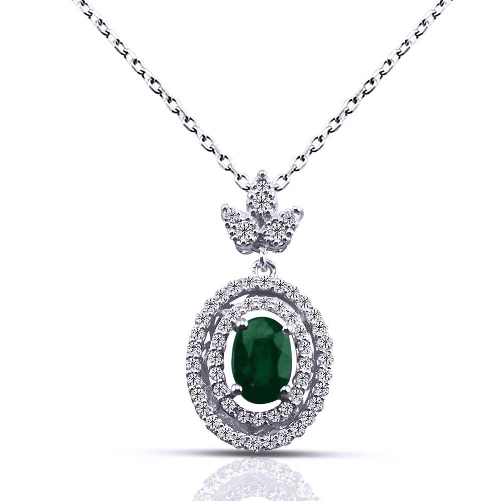 0,69 Karat Pırlantalı Zümrüt Kolye F Renk