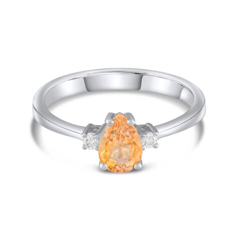 0,90 Karat Pırlantalı Sarı Safir Yüzük