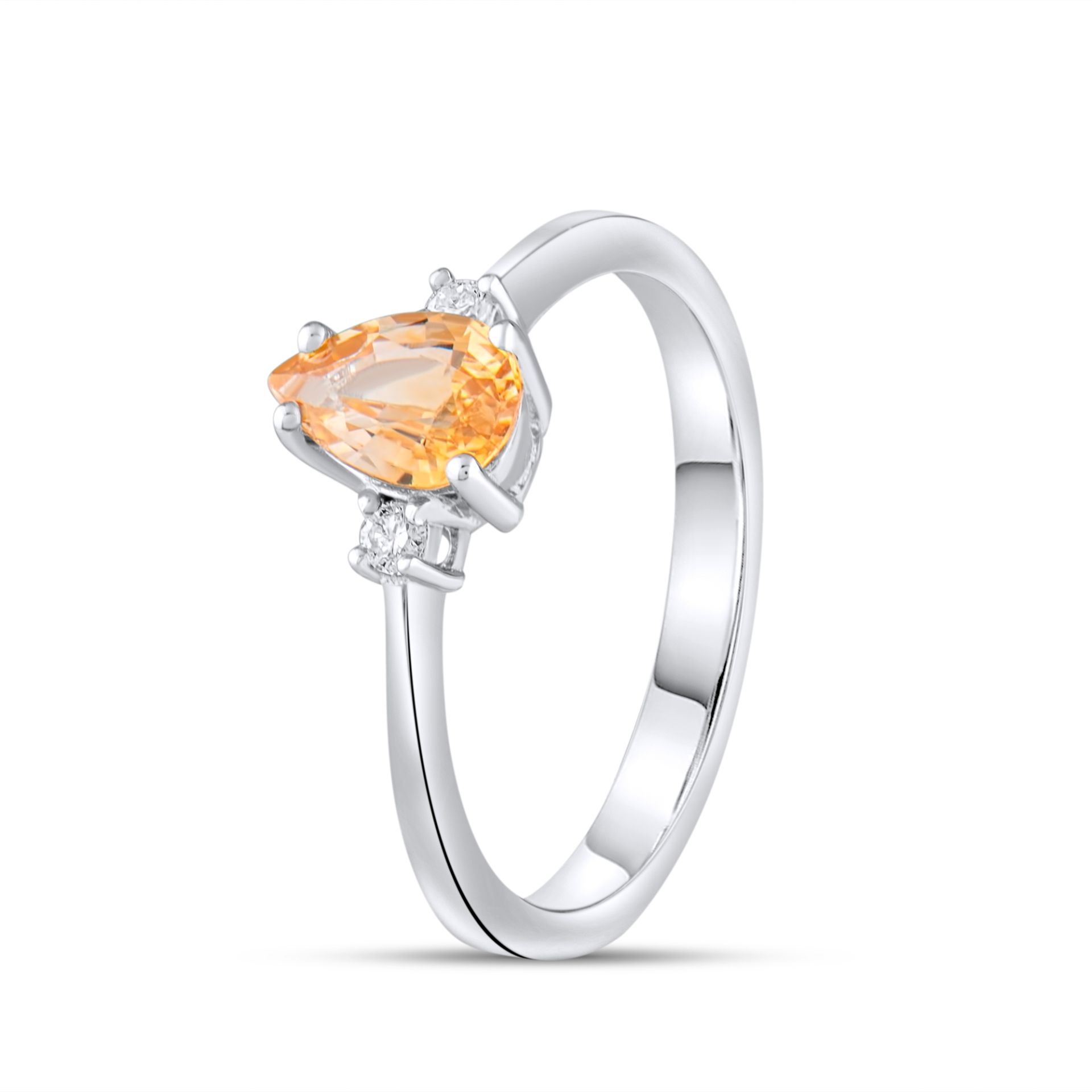 0,90 Karat Pırlantalı Sarı Safir Yüzük