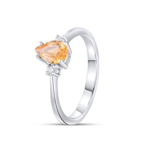 0,90 Karat Pırlantalı Sarı Safir Yüzük