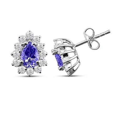 1,13  Karat  Pırlantalı Tanzanit Küpe F Renk