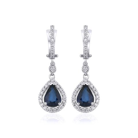 2,40 Karat Pırlantalı Safir Küpe F Renk