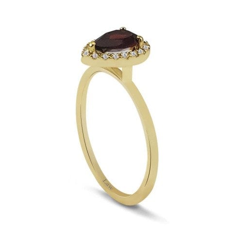 0,76  Karat Pırlantalı Garnet Yüzük F Renk