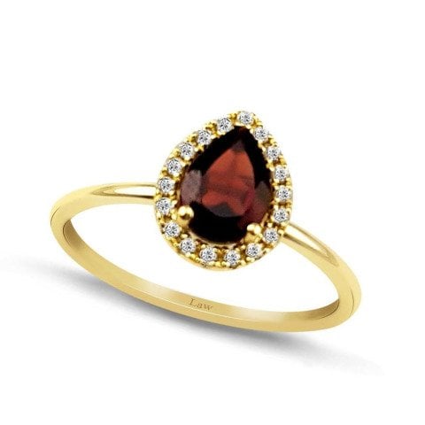 0,76  Karat Pırlantalı Garnet Yüzük F Renk
