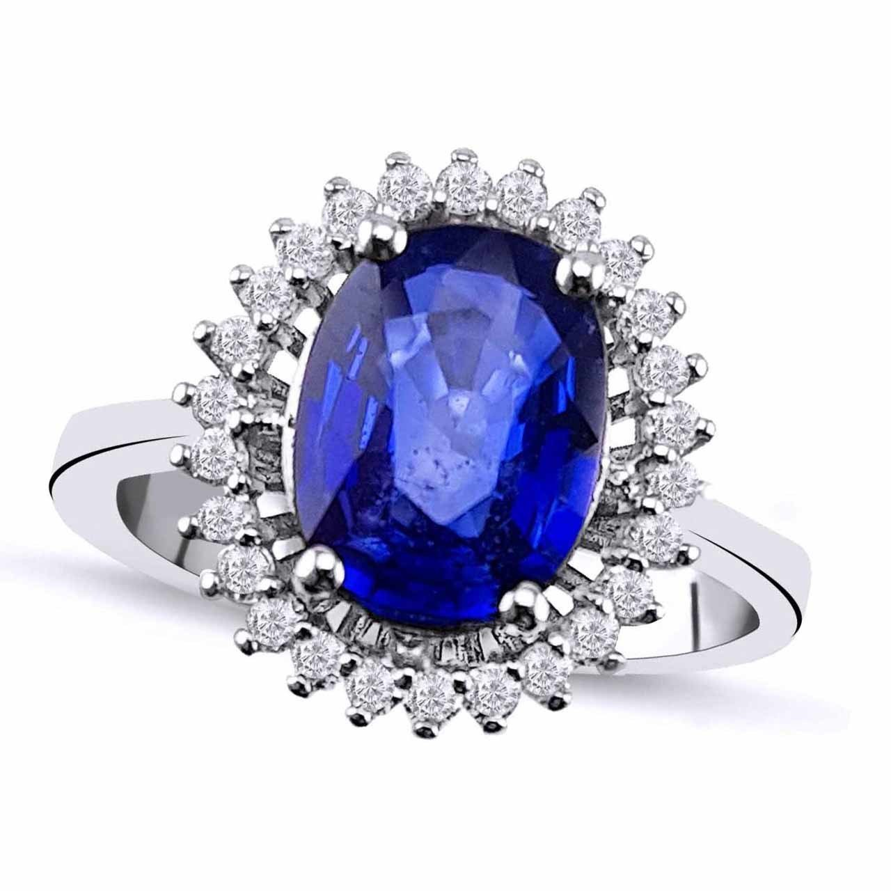 2,31  Karat Pırlantalı Safir Yüzük F Renk