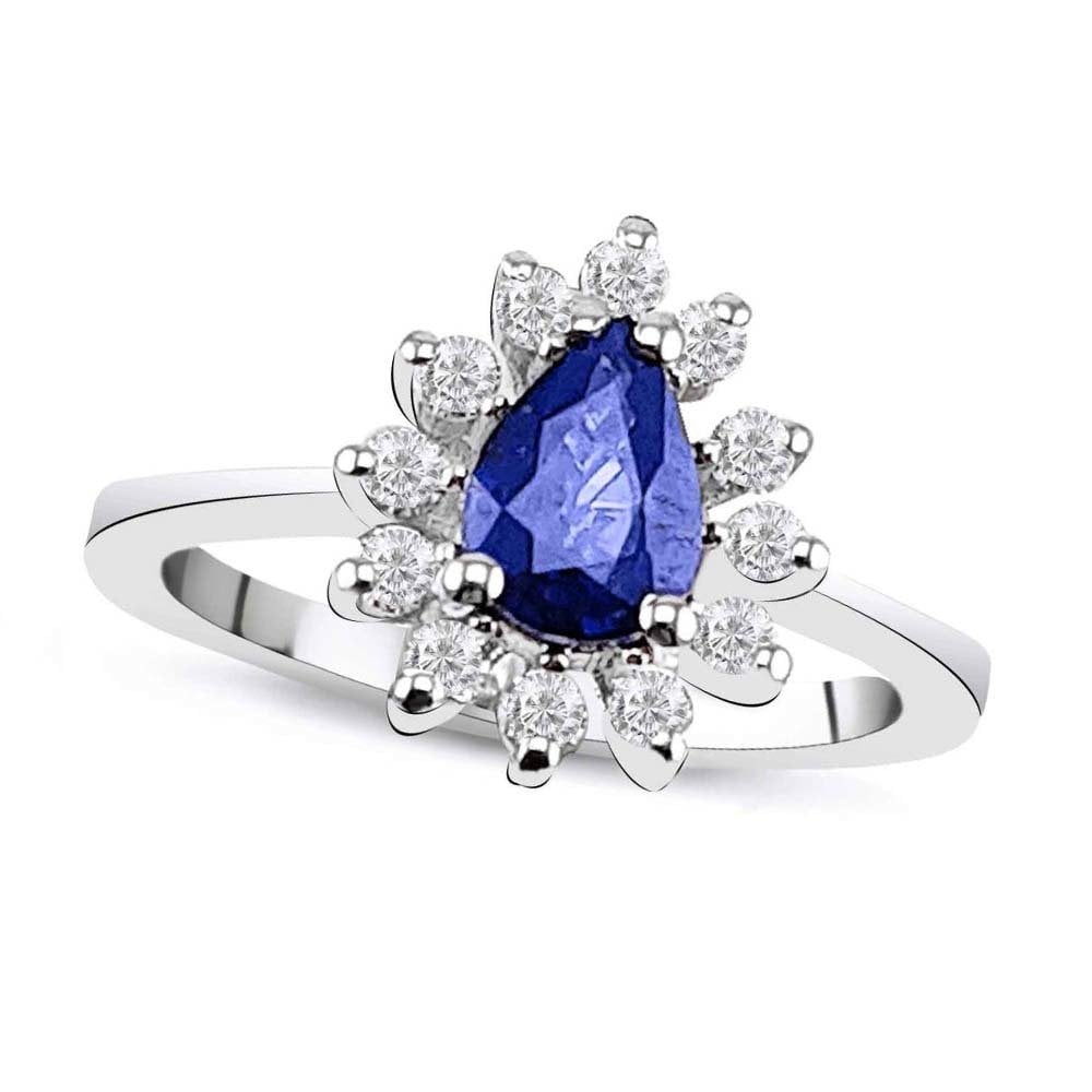 1,16 Karat Pırlantalı Safir Yüzük F Renk