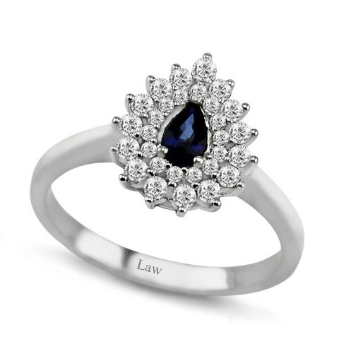 0,69 Karat Pırlanta Safir Yüzük F Renk
