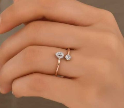 0,13 Karat Pırlanta Minimal Baget Yüzük