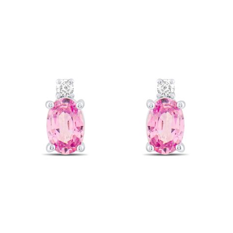 0,90 Karat Pırlantalı Pembe Safir Küpe