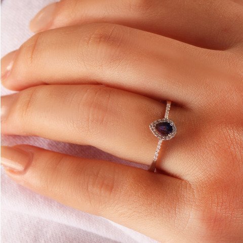 0,44 Karat Safir Pırlanta Yüzük F Renk
