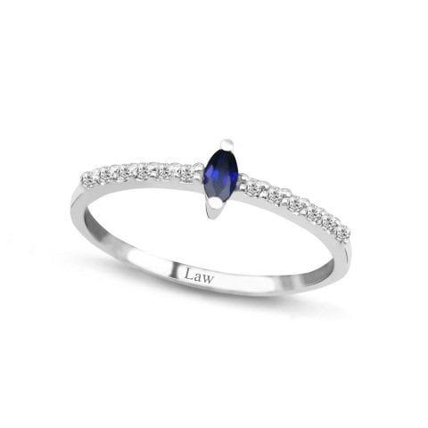 0,41 Karat Pırlantalı Safir Yüzük F Renk