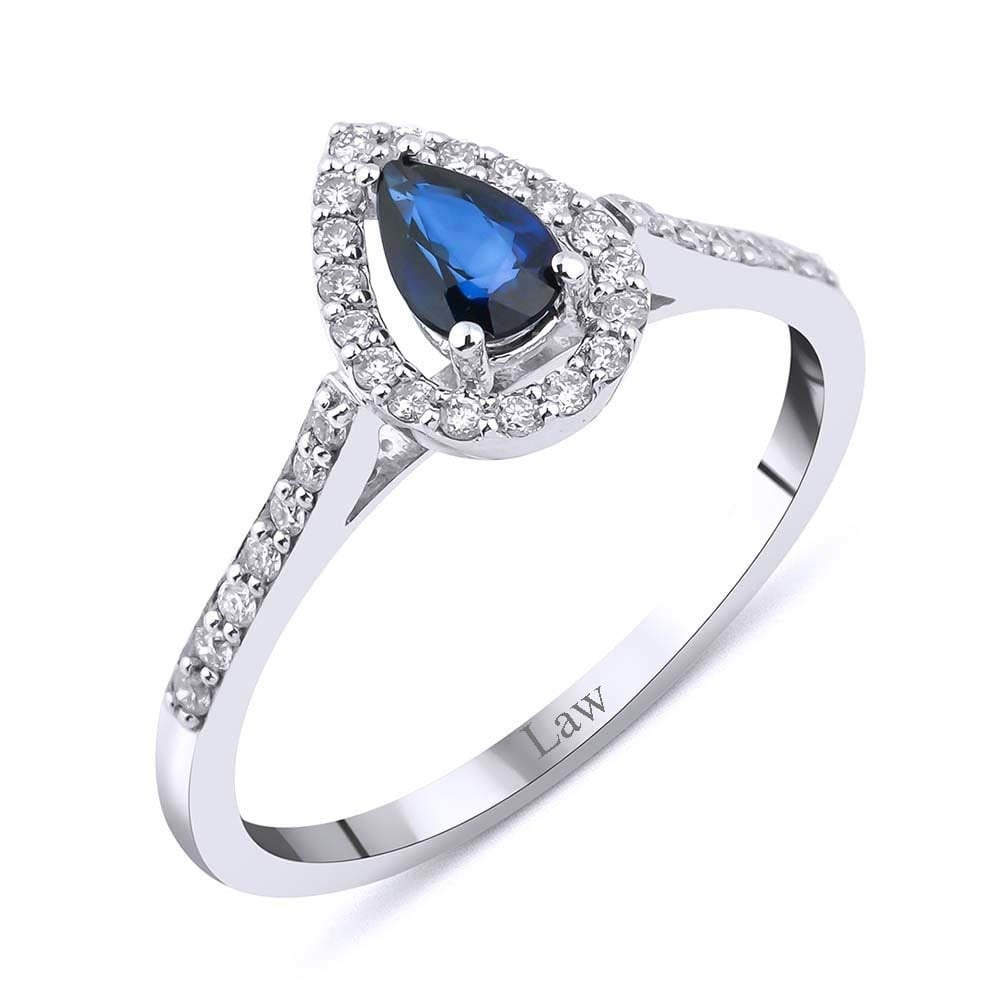 0,70 Karat Pırlantalı Safir Yüzük F Renk