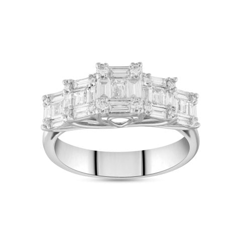 0,83 Karat Pırlanta Baget Yüzük F Renk