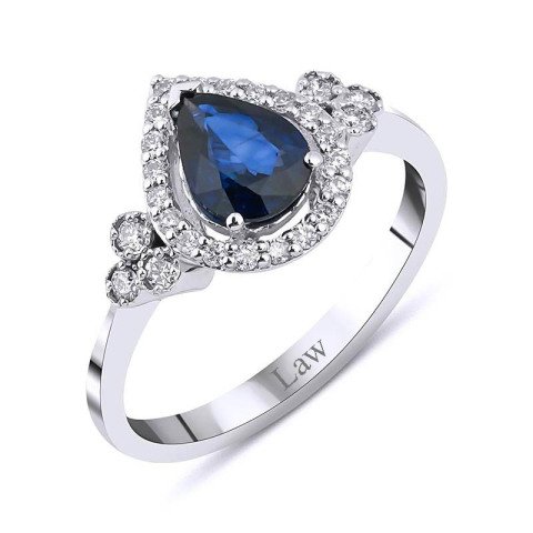 1,36 Karat Pırlantalı Safir Yüzük F Renk