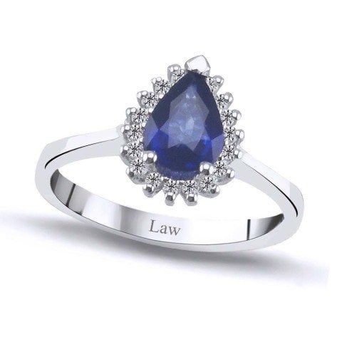 0,99 Karat Pırlantalı Safir Yüzük F Renk