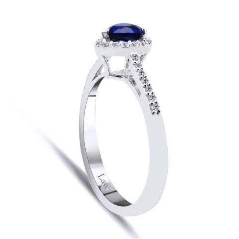 0,73 Karat Pırlantalı Safir Yüzük F Renk
