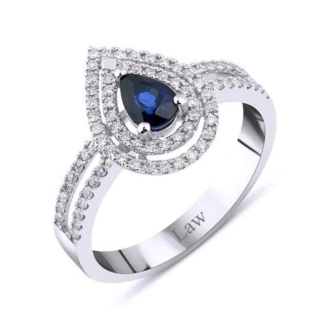 0,82 Karat Pırlantalı Safir Yüzük F Renk