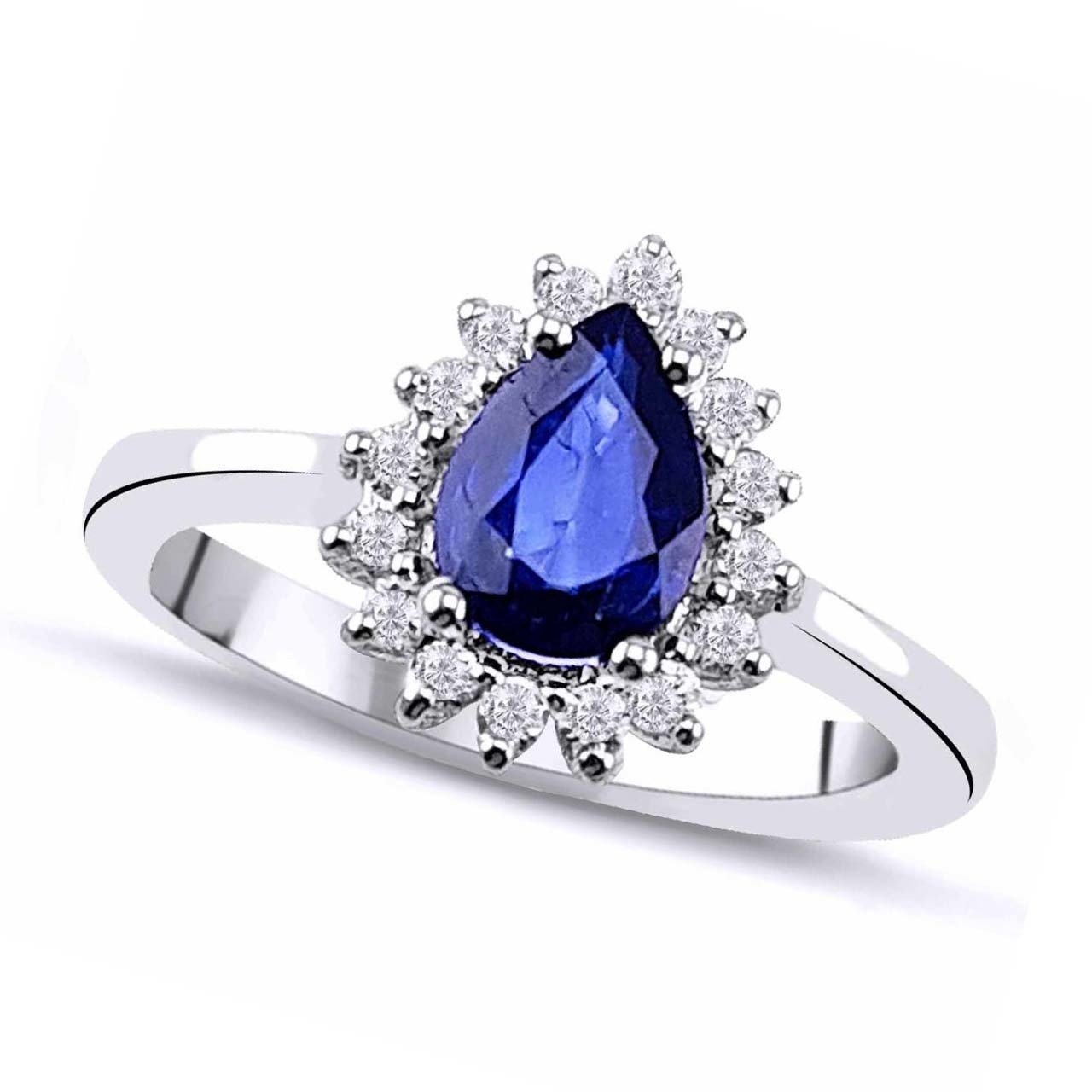 1,00 Karat Pırlantalı Safir Yüzük F Renk