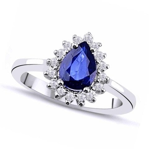 1,00 Karat Pırlantalı Safir Yüzük F Renk