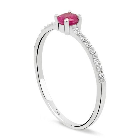 0,39 Karat Pırlanta Pembe Safir Yüzük F Renk