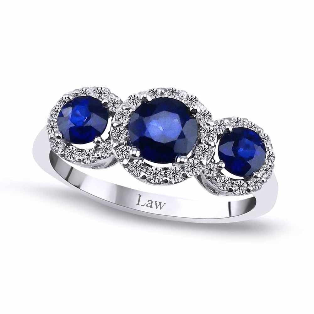 1,72 Karat Pırlantalı Safir Yüzük F Renk