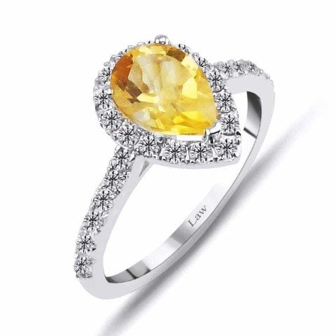 1,30 Karat Pırlantalı Sitrin Yüzük F Renk